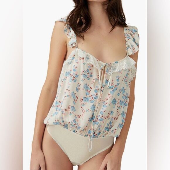 Free People NWT Intimately Take It Away Bodysuit Ivory Combo S - Picture 1 of 11